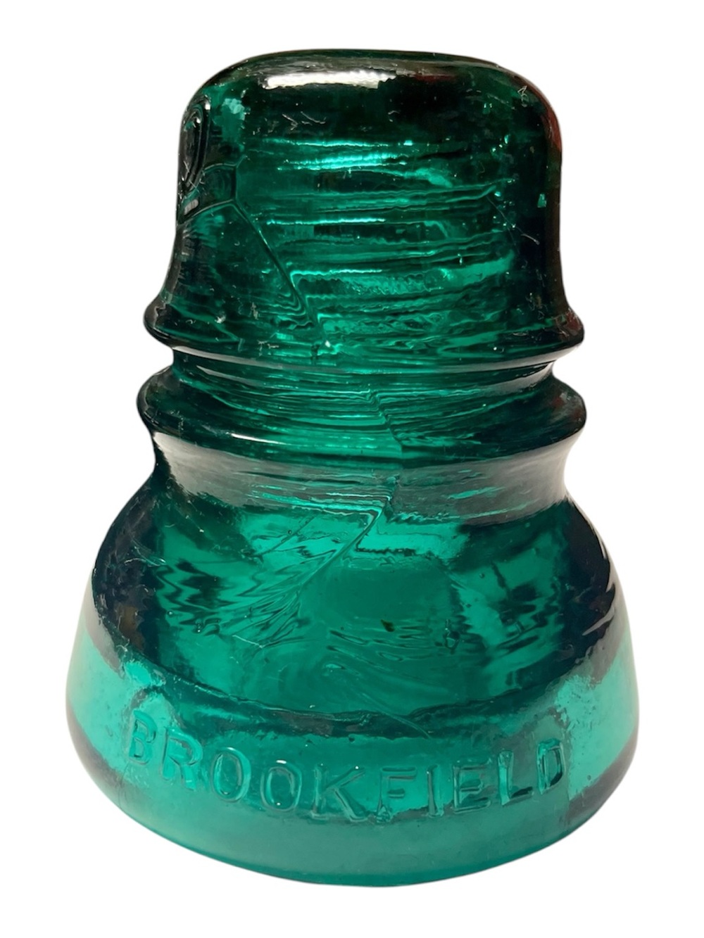 Vintage Brookfield Emerald Green Glass Telegraph Insulator – Antique